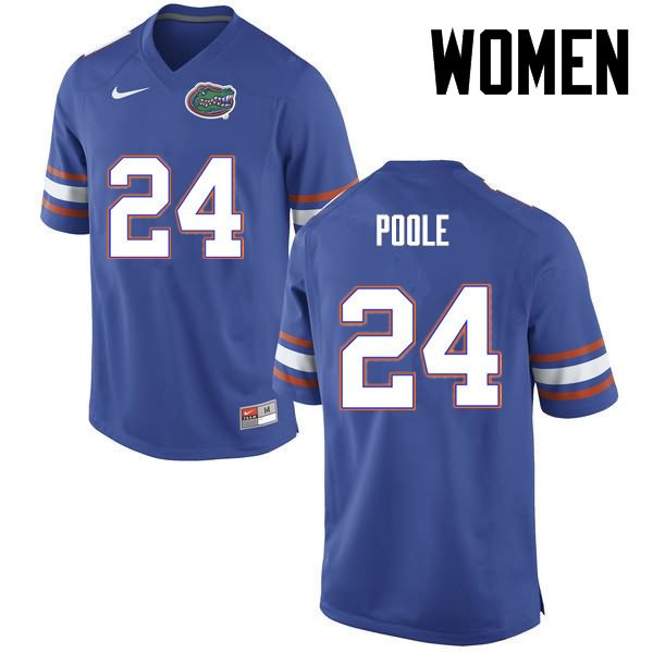 NCAA Florida Gators Brian Poole Women's #24 Nike Blue Stitched Authentic College Football Jersey FOT4164RG